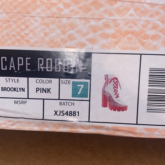 Womens Pink Brooklyn Clear chunky high heel Ankle Boots - Picture 4 of 4